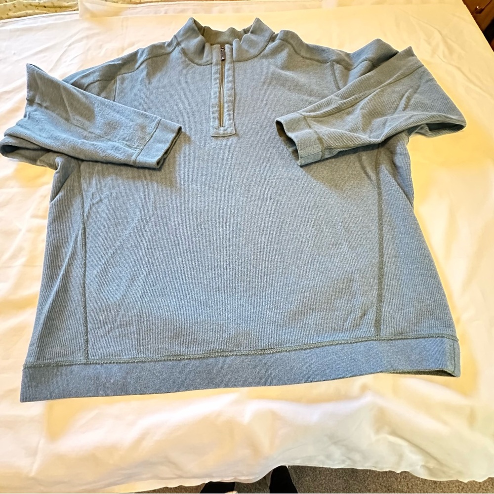 Tommy Bahama Flipshore Reversible Men’s XXL 1/4 Zip Pullover Sweater  Blue/Sage - Picture 3 of 16